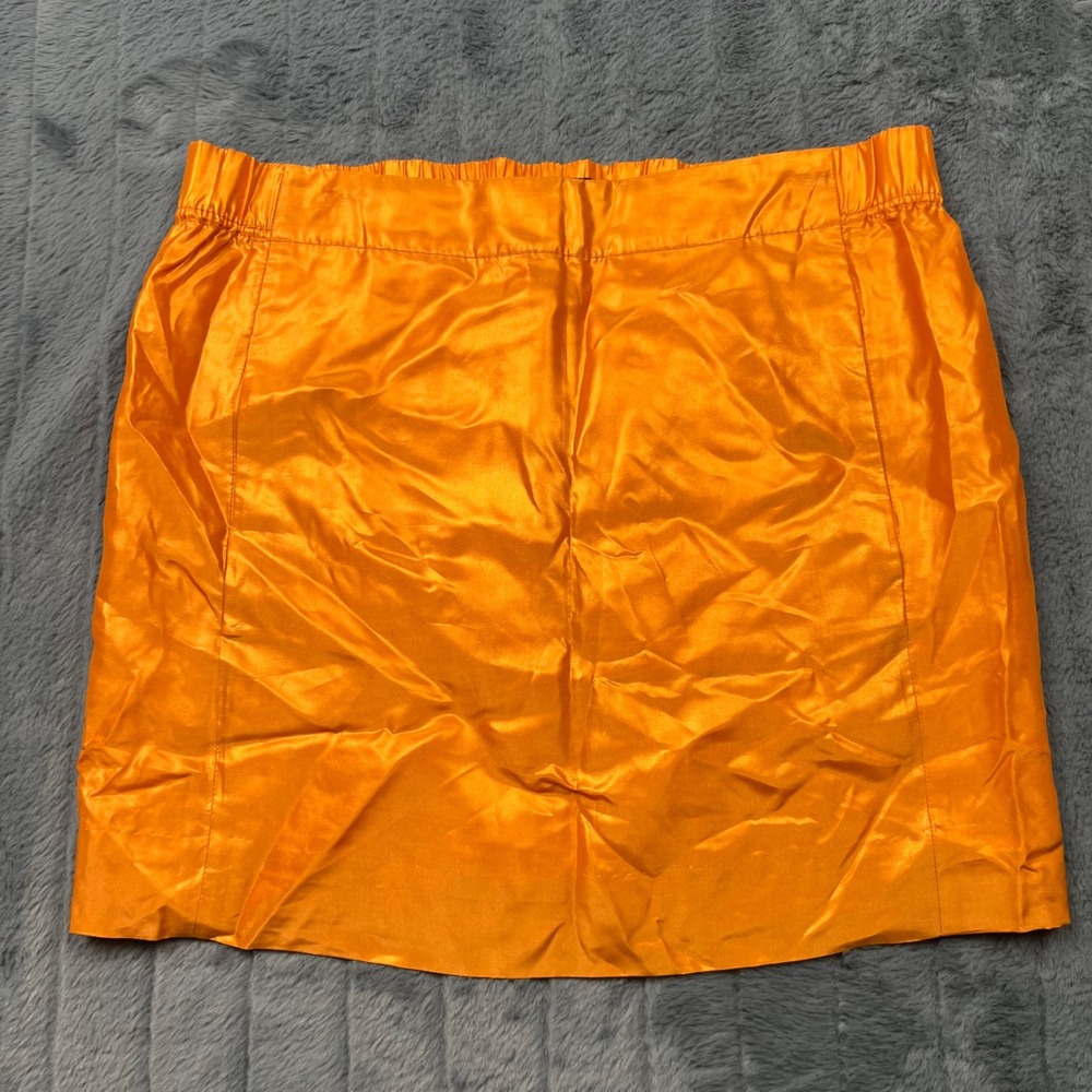 J.Crew Orange 100% Silk Mini Skirt Elastic Waist Size 0 RN77388